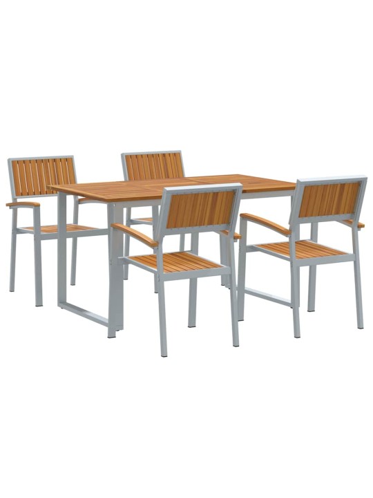 Dārza ēdamgalds 5 pcs pelēka un brūna 140 x 80 x 75 cm
