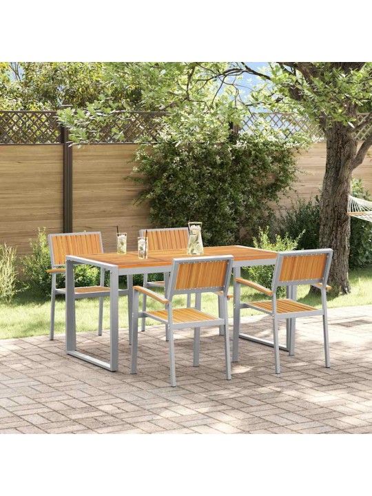 Dārza ēdamgalds 5 pcs pelēka un brūna 160 x 80 x 75 cm
