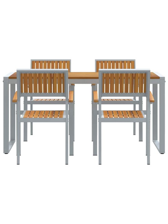 Dārza ēdamgalds 5 pcs pelēka un brūna 160 x 80 x 75 cm