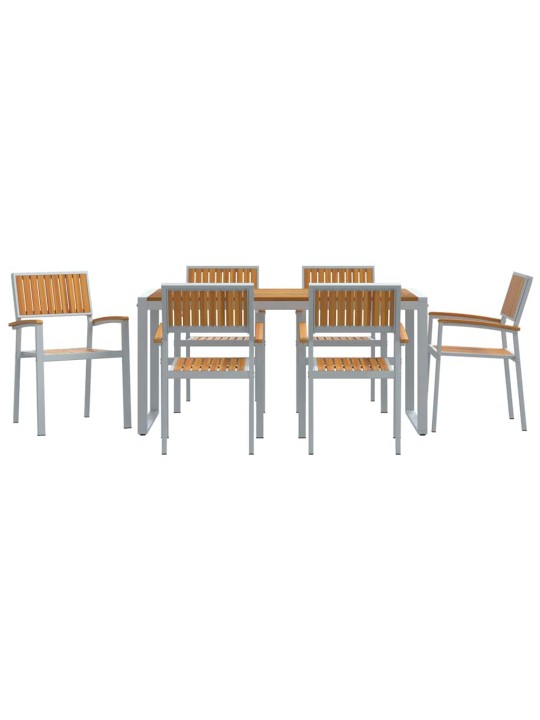 Dārza ēdamgalds 7 pcs pelēka un brūna 160 x 80 x 75 cm