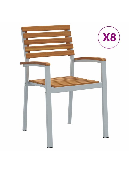Dārza krēsls 8 pcs brūna 56 x 57 x 87cm akācijas masīvkoks