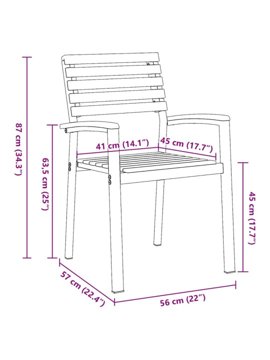 Dārza krēsls 8 pcs brūna 56 x 57 x 87cm akācijas masīvkoks