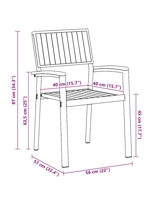 Dārza krēsls 6 pcs brūna 56 x 57 x 87cm akācijas masīvkoks