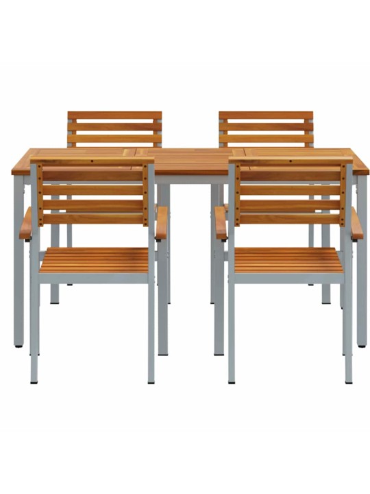 Dārza ēdamgalds 5 pcs pelēka un brūna 150 x 90 x 75 cm