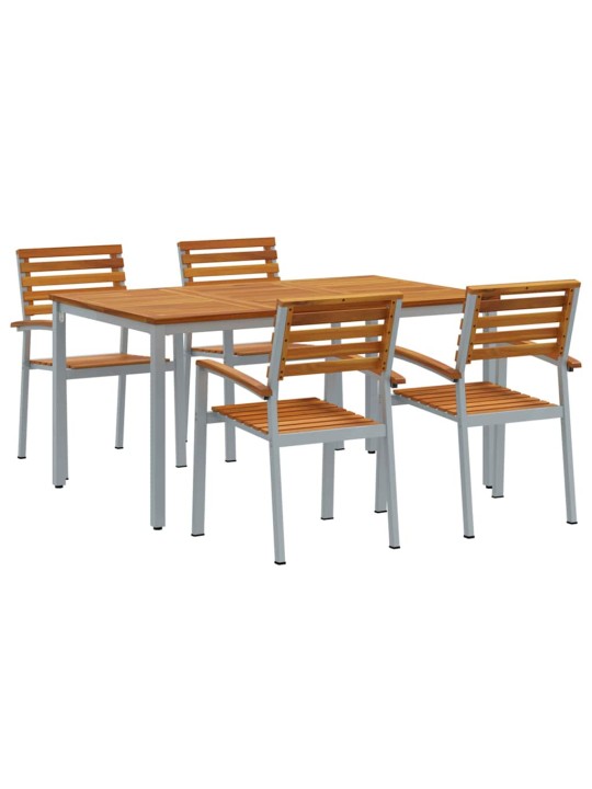 Dārza ēdamgalds 5 pcs pelēka un brūna 150 x 90 x 75 cm