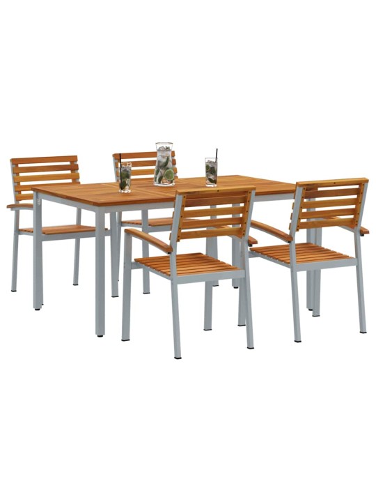 Dārza ēdamgalds 5 pcs pelēka un brūna 150 x 90 x 75 cm