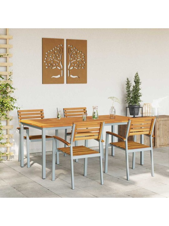 Dārza ēdamgalds 5 pcs pelēka un brūna 180 x 90 x 75 cm