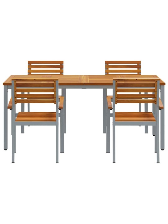 Dārza ēdamgalds 5 pcs pelēka un brūna 180 x 90 x 75 cm