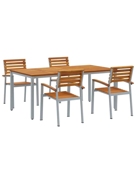 Dārza ēdamgalds 5 pcs pelēka un brūna 180 x 90 x 75 cm