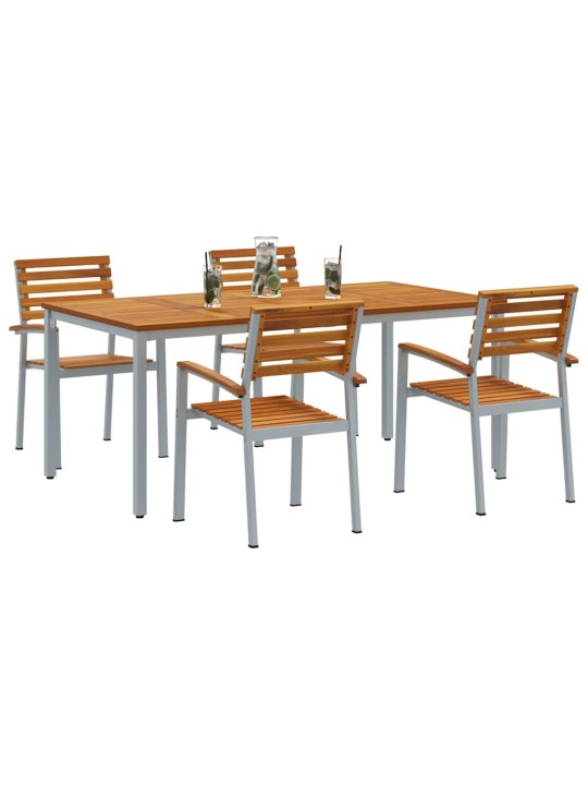 Dārza ēdamgalds 5 pcs pelēka un brūna 180 x 90 x 75 cm