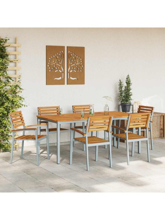 Dārza ēdamgalds 7 pcs pelēka un brūna 180 x 90 x 75 cm