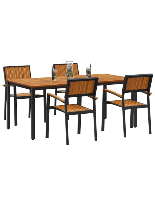 Dārza ēdamgalds 5 pcs melna un brūna 180 x 90 x 75 cm