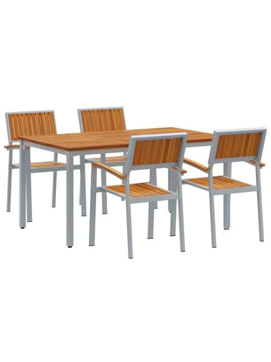 Dārza ēdamgalds 5 pcs pelēka un brūna 150 x 90 x 75 cm