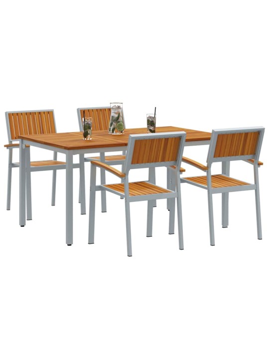 Dārza ēdamgalds 5 pcs pelēka un brūna 150 x 90 x 75 cm