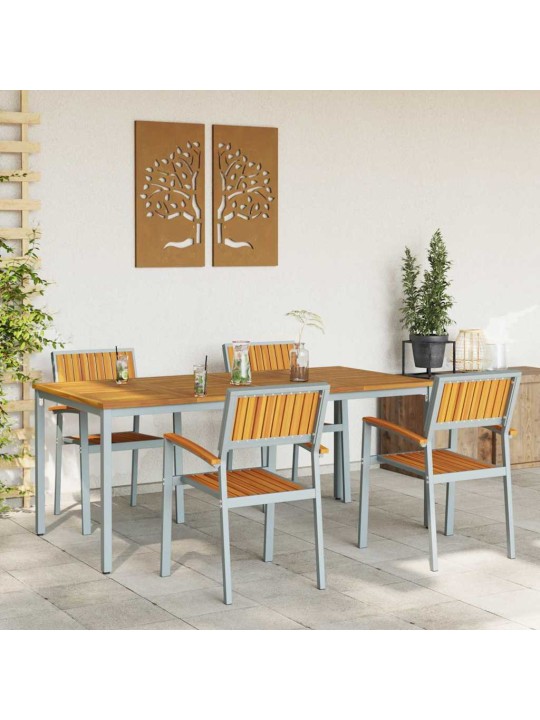 Dārza ēdamgalds 5 pcs pelēka un brūna 180 x 90 x 75 cm