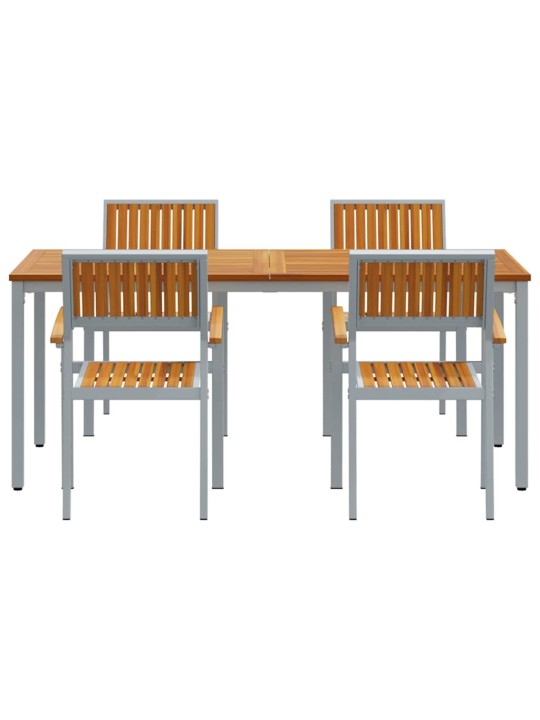 Dārza ēdamgalds 5 pcs pelēka un brūna 180 x 90 x 75 cm