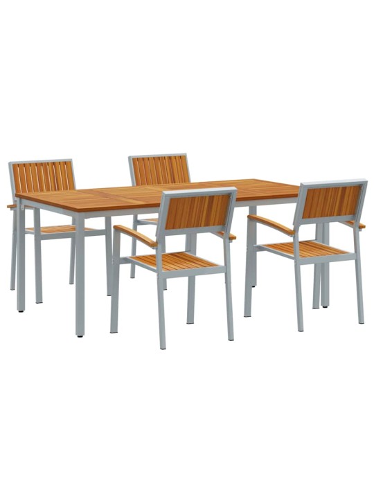 Dārza ēdamgalds 5 pcs pelēka un brūna 180 x 90 x 75 cm