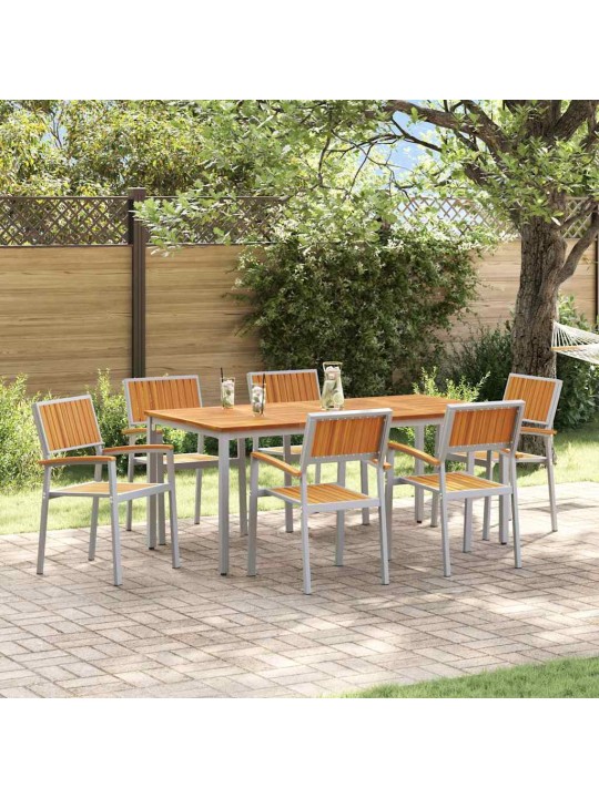 Dārza ēdamgalds 7 pcs pelēka un brūna 180 x 90 x 75 cm