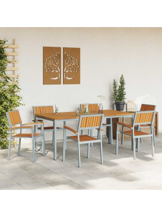 Dārza ēdamgalds 7 pcs pelēka un brūna 180 x 90 x 75 cm