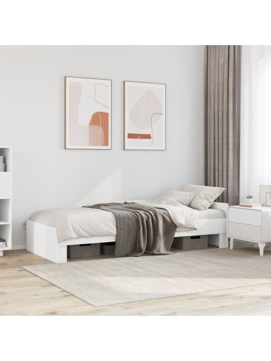 Gultas rāmis, balts, 100x200 cm, inženierijas koks