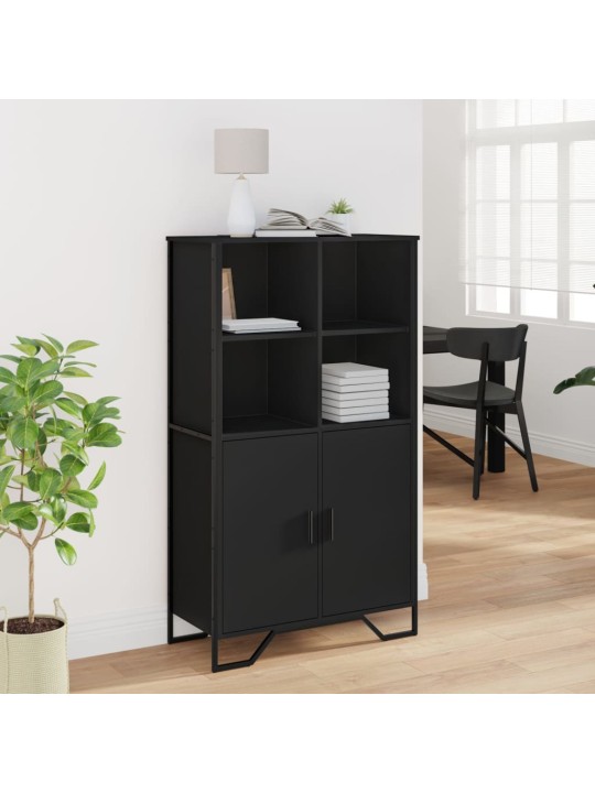 Augstais skapītis, melns, 79,5x35,5x137,5 cm, inženierijas koks