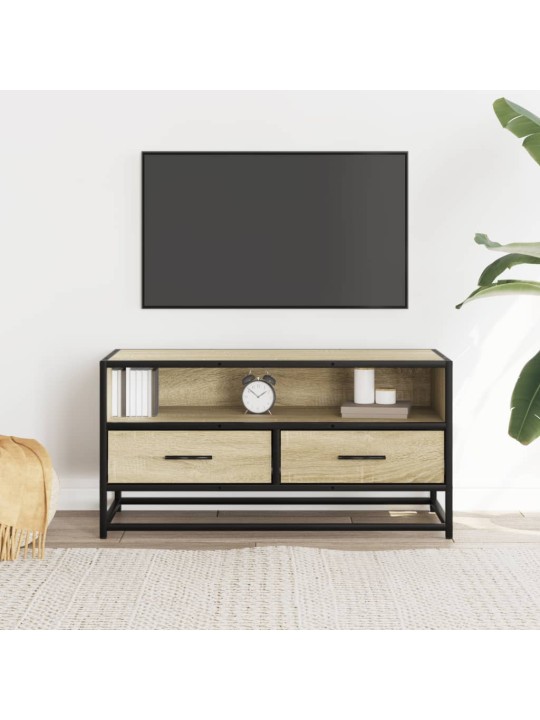 Tv skapītis, ozola, 80x34,5x40 cm, inženierijas koks, metāls