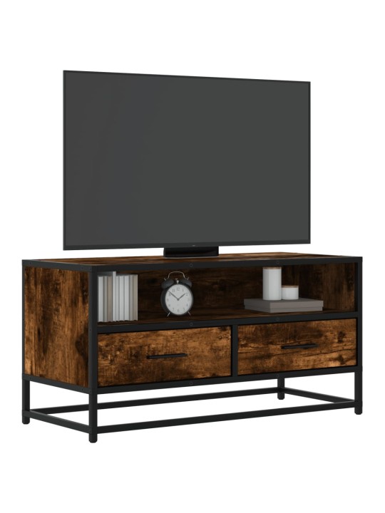 Tv skapītis, ozola, 80x34,5x40 cm, inženierijas koks, metāls
