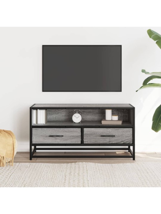 Tv skapītis pelēka koka 80x34,5x40 cm inženierijas koks metāls