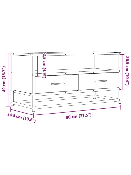 Tv skapītis pelēka koka 80x34,5x40 cm inženierijas koks metāls