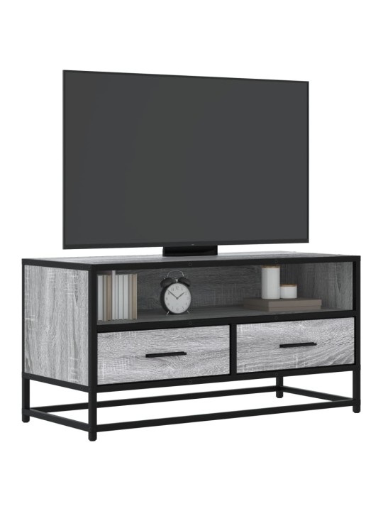 Tv skapītis pelēka koka 80x34,5x40 cm inženierijas koks metāls
