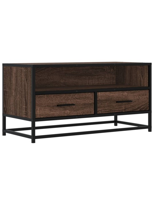 Tv skapītis brūna ozola 80x34,5x40 cm inženierijas koks, metāls