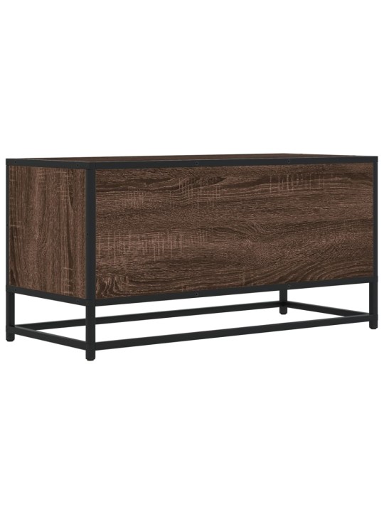 Tv skapītis brūna ozola 80x34,5x40 cm inženierijas koks, metāls
