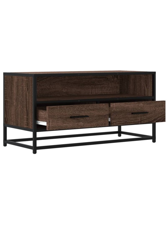 Tv skapītis brūna ozola 80x34,5x40 cm inženierijas koks, metāls