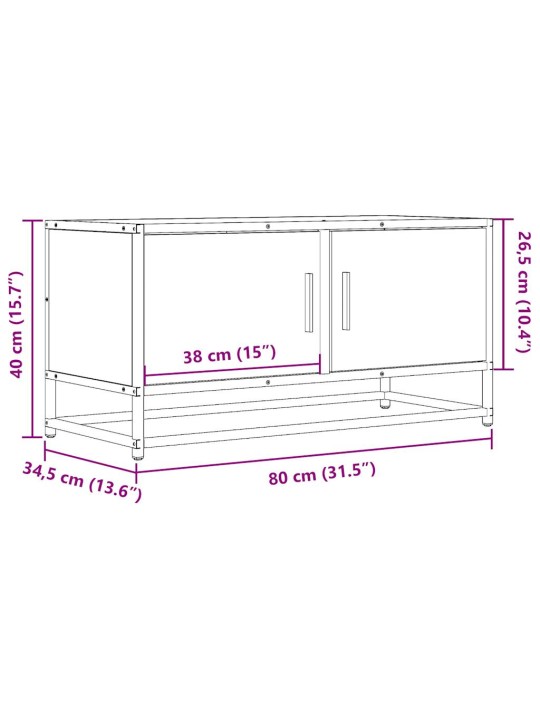 Tv skapītis, ozola, 80x34,5x40 cm, inženierijas koks, metāls