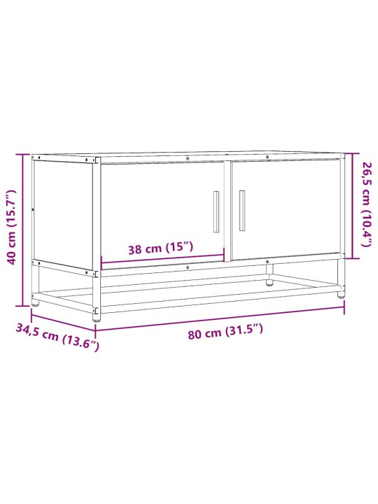 Tv skapītis, ozola, 80x34,5x40 cm, inženierijas koks, metāls