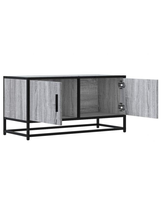 Tv skapītis pelēka koka 80x34,5x40 cm inženierijas koks metāls