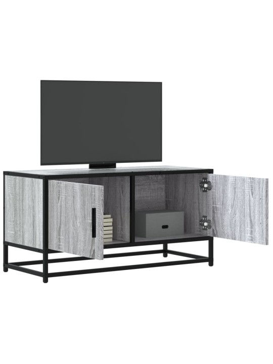 Tv skapītis pelēka koka 80x34,5x40 cm inženierijas koks metāls