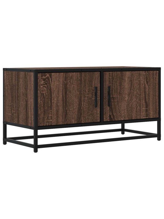 Tv skapītis brūna ozola 80x34,5x40 cm inženierijas koks, metāls