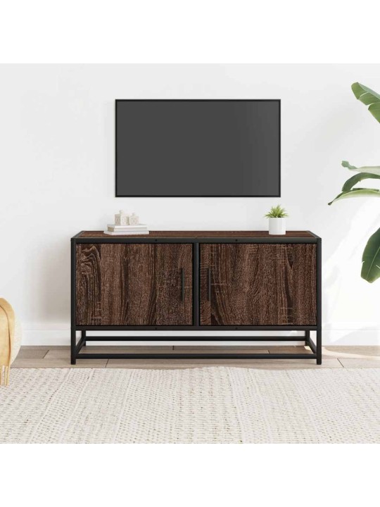 Tv skapītis brūna ozola 80x34,5x40 cm inženierijas koks, metāls
