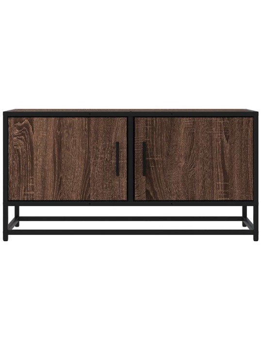 Tv skapītis brūna ozola 80x34,5x40 cm inženierijas koks, metāls