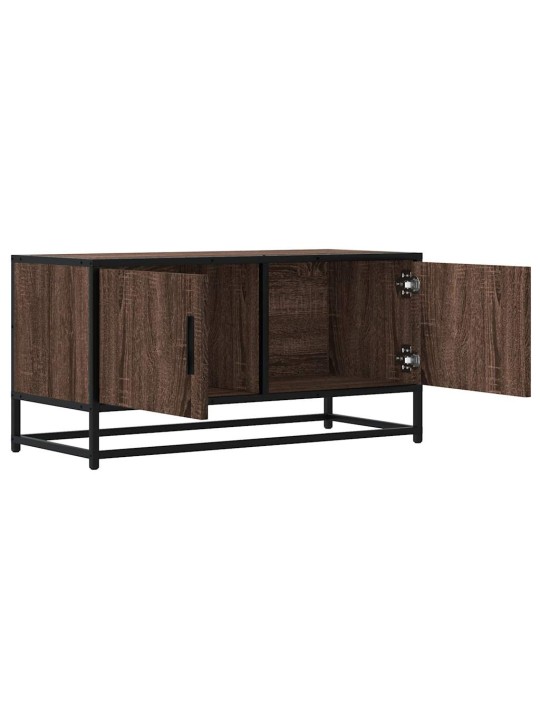 Tv skapītis brūna ozola 80x34,5x40 cm inženierijas koks, metāls
