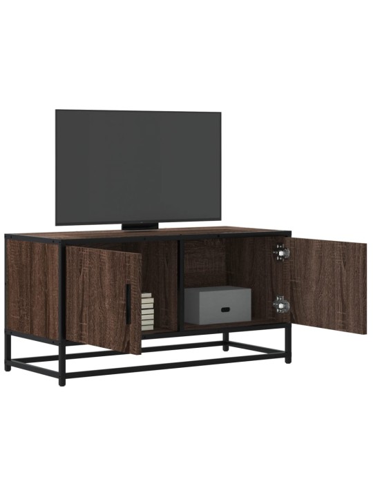 Tv skapītis brūna ozola 80x34,5x40 cm inženierijas koks, metāls