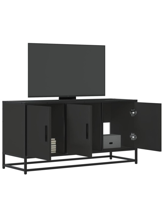 Tv skapītis, melns, 100x35x50 cm, inženierijas koks metāls