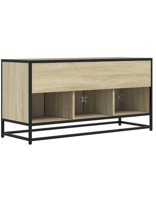 Tv skapītis, ozola, 100x35x50 cm, inženierijas koks, metāls