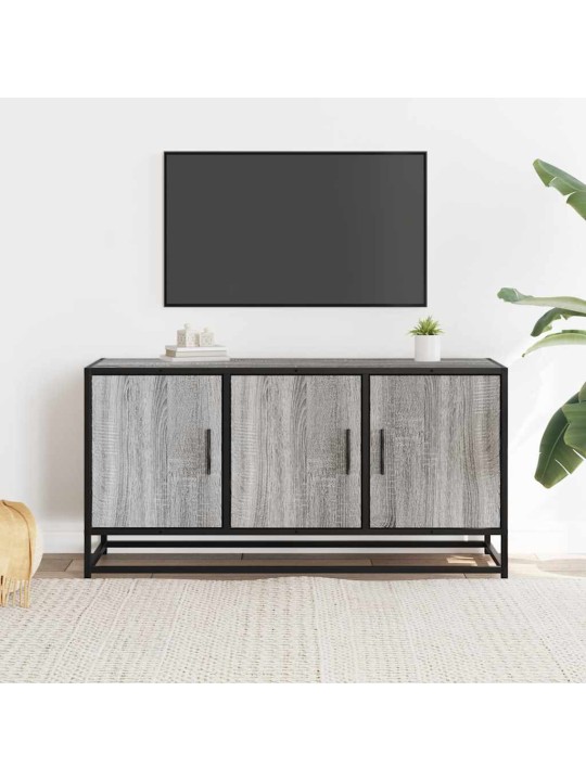 Tv skapītis pelēka koka 100x35x50 cm inženierijas koks metāls