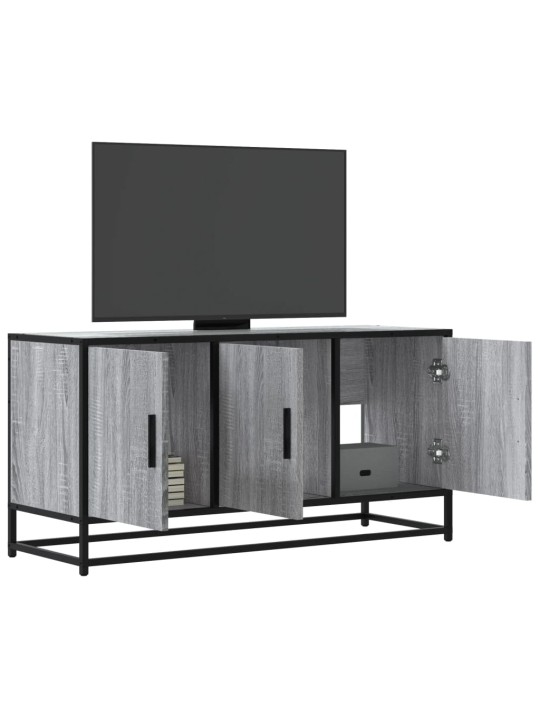 Tv skapītis pelēka koka 100x35x50 cm inženierijas koks metāls