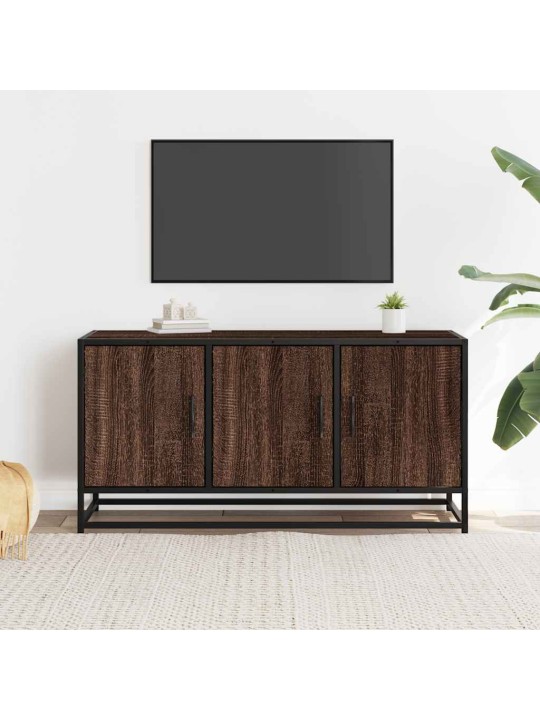 Tv skapītis brūna ozola 100x35x50 cm inženierijas koks metāls