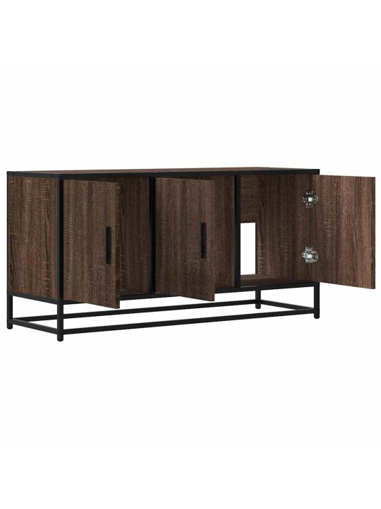 Tv skapītis brūna ozola 100x35x50 cm inženierijas koks metāls