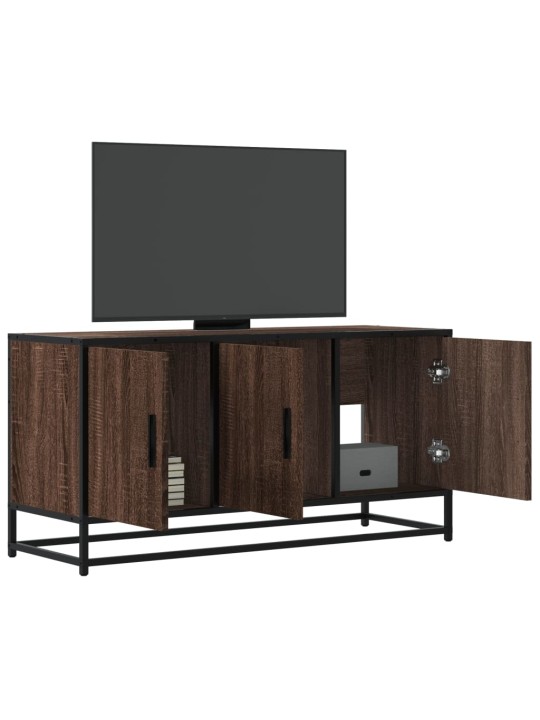 Tv skapītis brūna ozola 100x35x50 cm inženierijas koks metāls