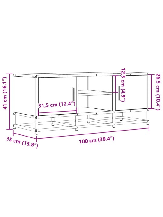Tv skapītis, melns, 100x35x41 cm, inženierijas koks metāls